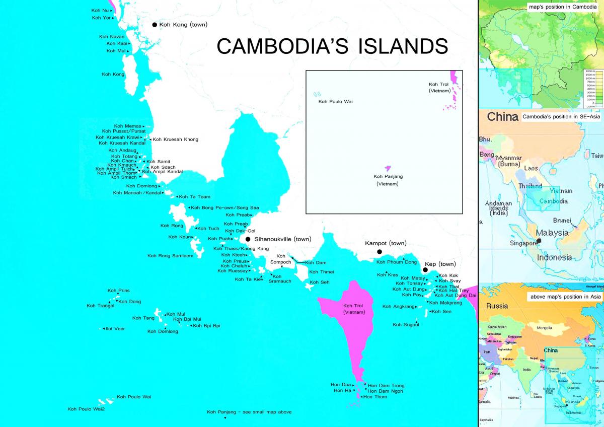 Mapa do Camboja, ilhas