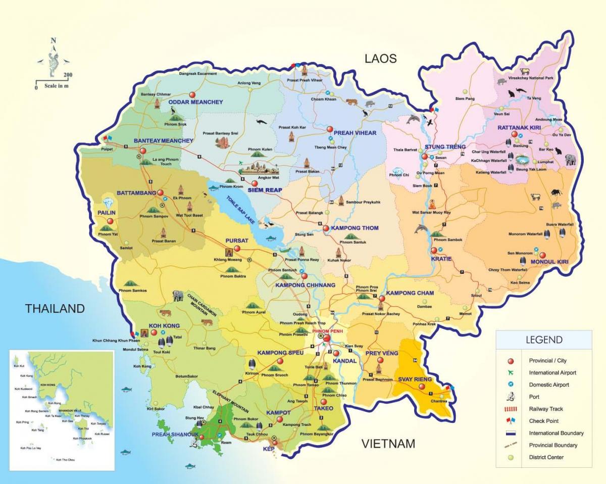 Mapa do Camboja aeroportos