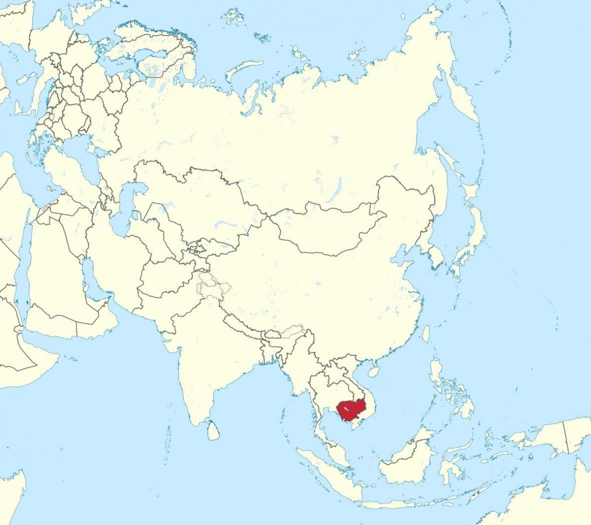 Mapa do Camboja, na ásia,