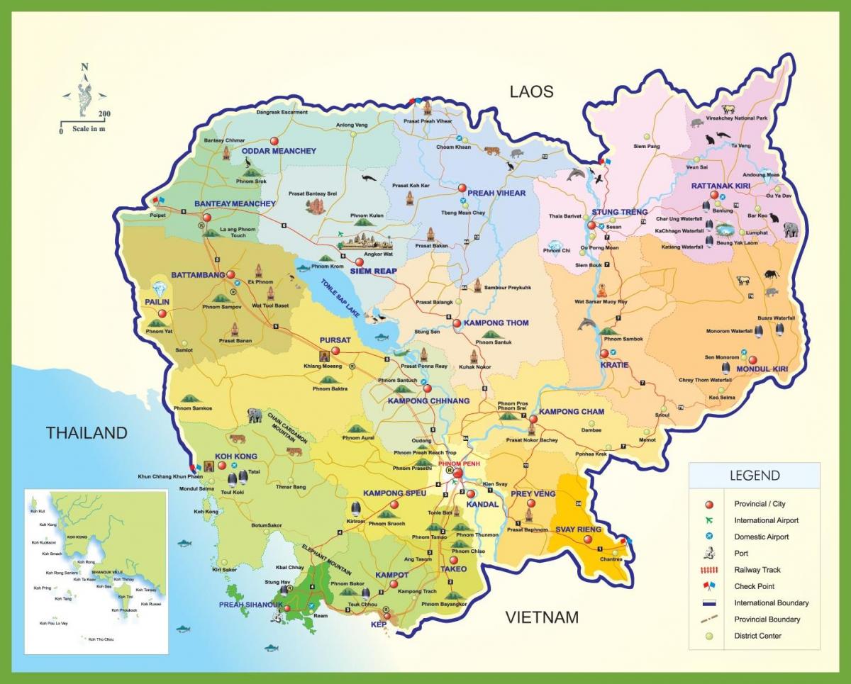 Camboja mapa de viagens