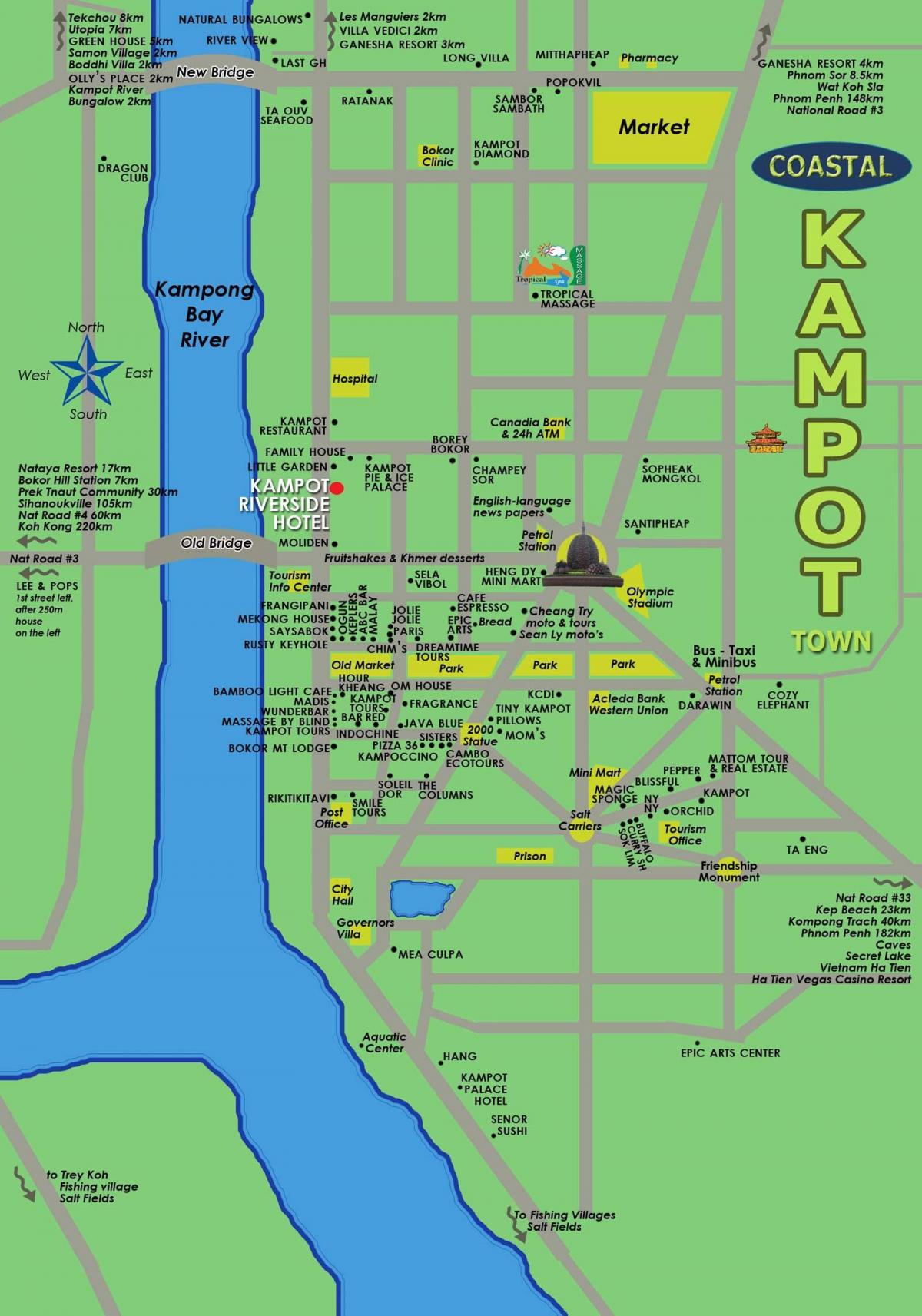 Mapa de kampot Camboja