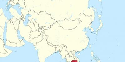 Mapa do Camboja, na ásia,