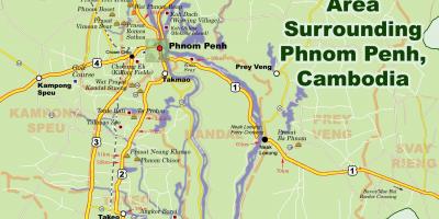 Mapa de phnom penh, Camboja